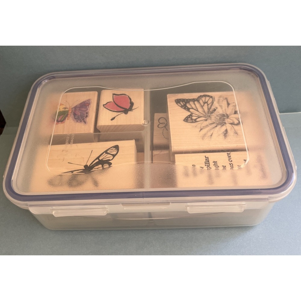 Butterflies & Ladybugs Wooden Block Rubber Stamps Lot of 13 - Picture 12 of 13